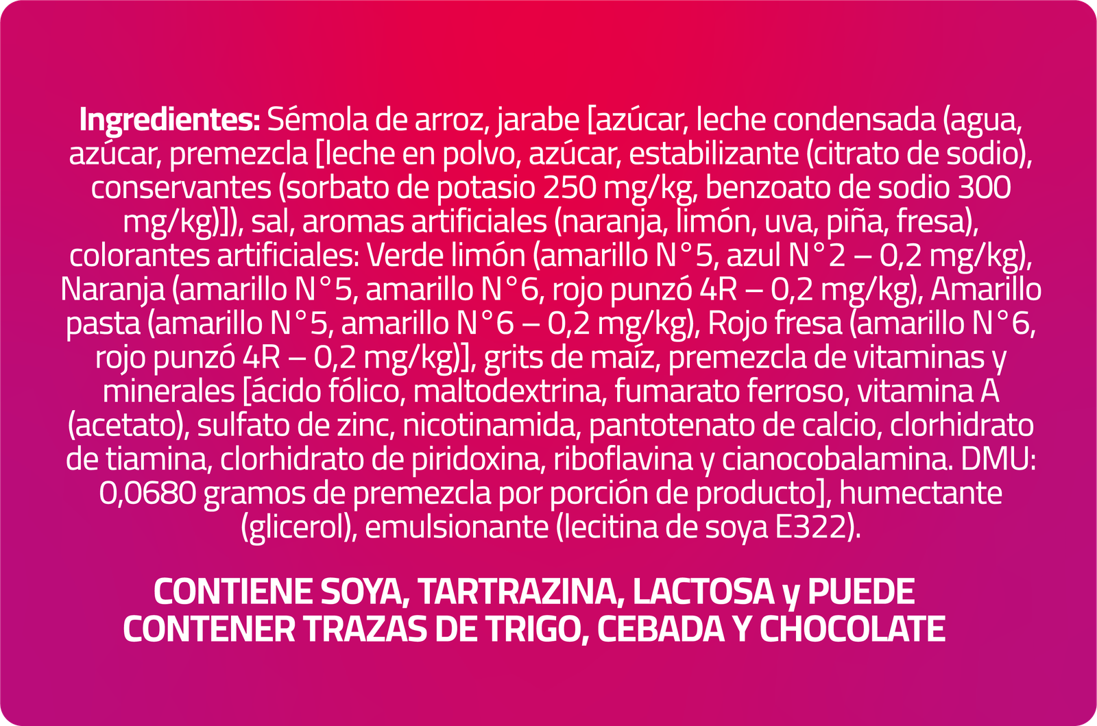 Ingredientes ChooPis